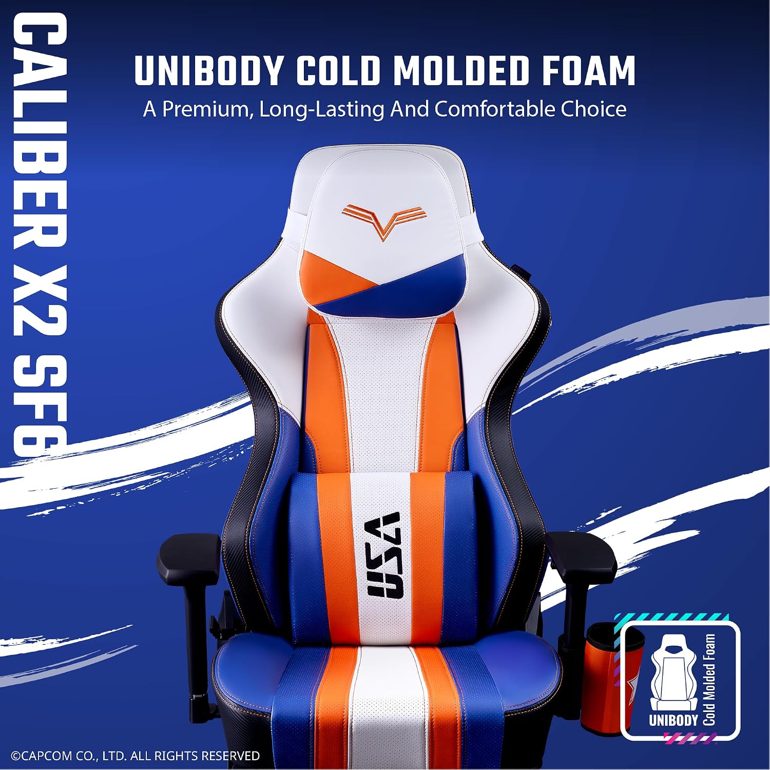 Cooler Master Caliber X2 Street Fighter 6 Luke Edition Ergonomic Gaming Chair, 360° Swivel, 180 Reclining, Lumbar Support, High Density Foam Cushions, Adjustable Gas Lift for PC Game | Office