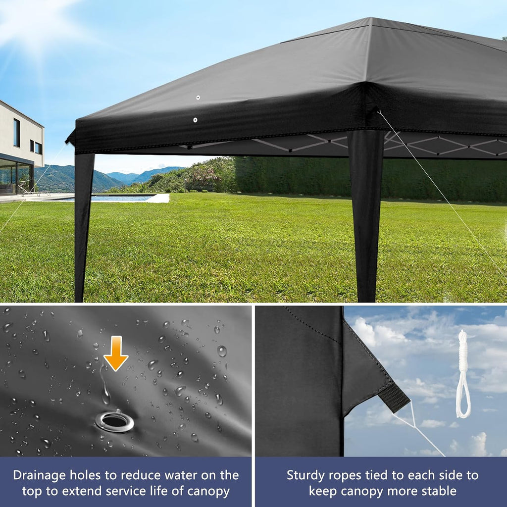 VINGLI 10x20 Pop Up Canopy with Sidewalls Carry Bag Easy Up Canopy Tent with Nettings, Screened in Gazebo for Camping Screen Gazebo (Black, 10x20 6 Walls)
