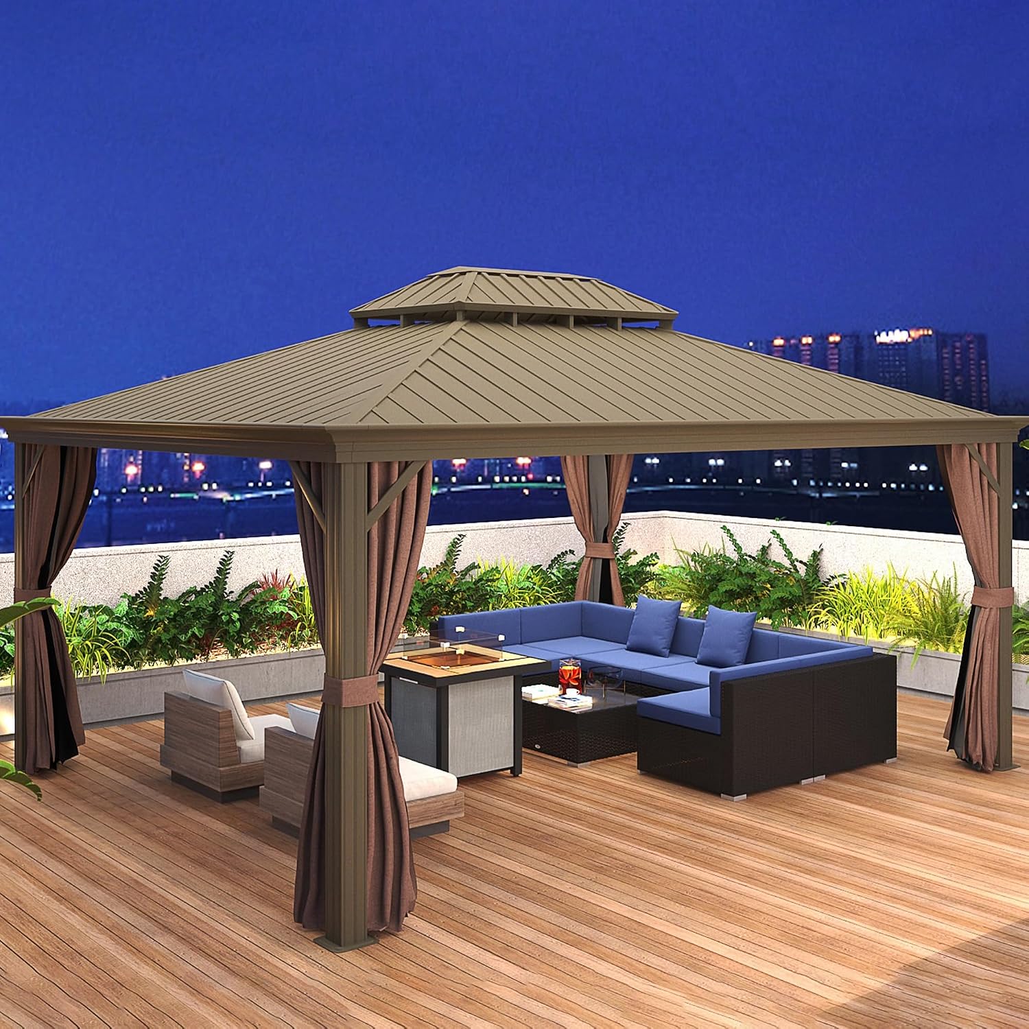 Outsunny 7-Piece Patio Furniture Sets Outdoor Wicker Conversation Sets All Weather PE Rattan Sectional Sofa Set with Cushions & Tempered Glass Desktop, Dark Blue