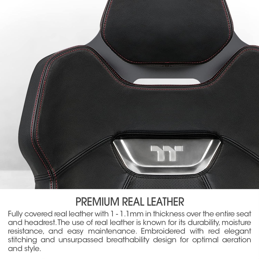 Thermaltake Argent E700 Real Leather Gaming Chair (Space Gray) Designed by Studio F∙A∙Porsche, GGC-ARG-BSLFDL-01 18.89D x 24.4W x 54.32H in