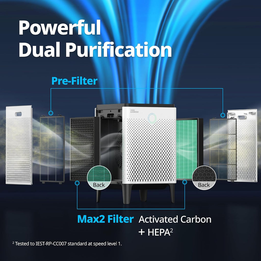 Coway Airmega 400S App-Enabled Smart Air Purifier (Covers 1,560 sq. ft.), True HEPA Air Purifier with Smart Technology, Compatible with Amazon Alexa and Google Home, White (111012)