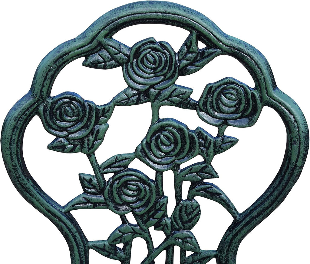 Oakland Living Cast Aluminum Conversation Set Metal Antique Green 3 Piece Patio Rose Bistro Set