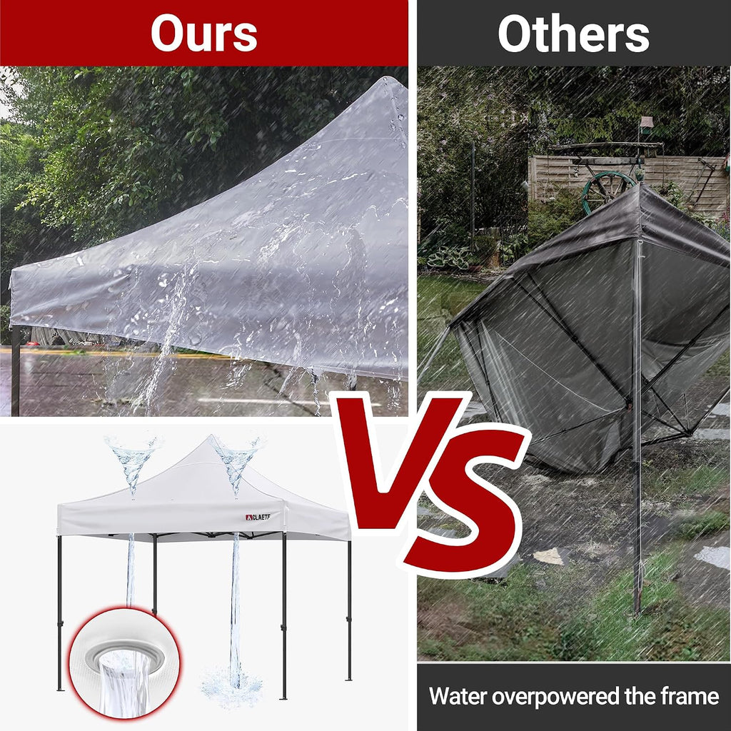 Heavy Duty Pop Up Canopy Tent-8 Drainage Holes,Waterproof & UPF 50+,4 Sandbags,8 Stakes for Commercial,Outdoor Events Instant Set Up,(White 10x10)
