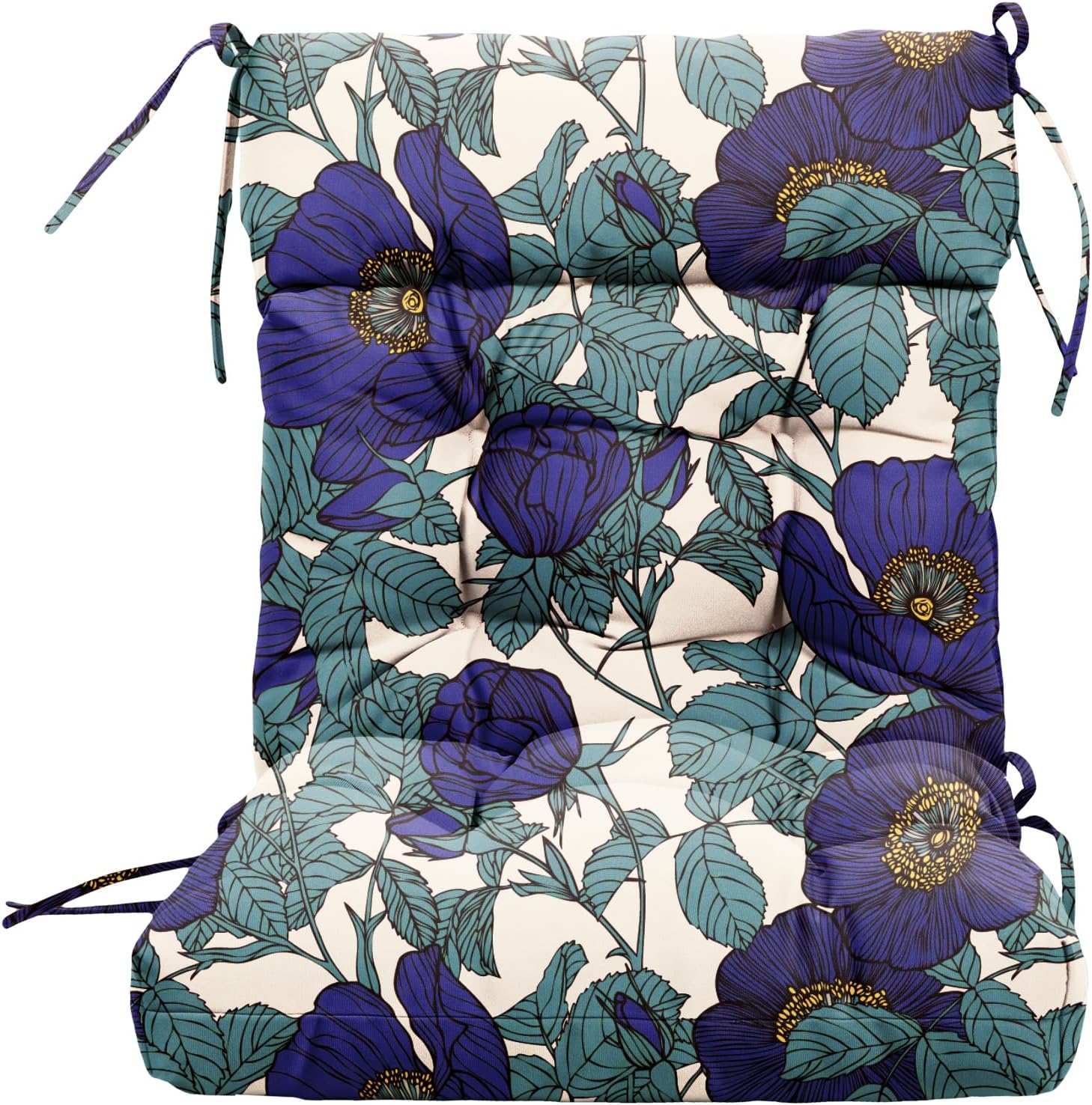 ARTPLAN Outdoor Chair Cushion,Tufted Adirondack Patio Chair Cushion,Wicker High Back Outdoor Seat Cushion,Set of 4,44' L x 21' W x 4' H (4 Pack),Floral
