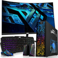 HP Desktop Computer PC – Intel Core i5, 16GB ARGB RAM, 2TB SSD, 32 Inch Curved Monitor, GT 1030 Graphics, RGB Keyboard with AI Copilot Key, Mouse & RGB Speaker, Windows 11 (Renewed)