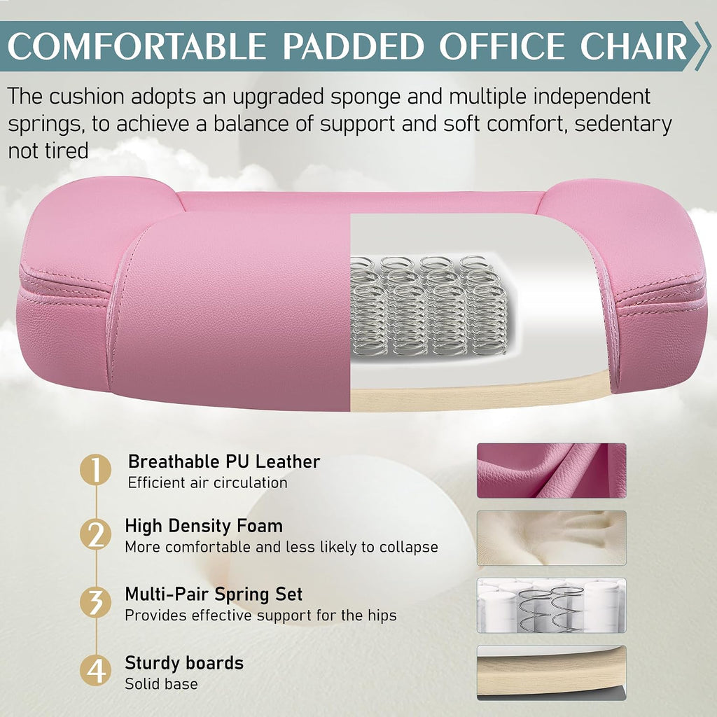 Leather Office Chair, PU Home Computer Desk Chairs with Ergonomic Back Support, 360°Swivel Free，Small Gaming Chair with Wheels and Adjustable Armrests, for Short People Use