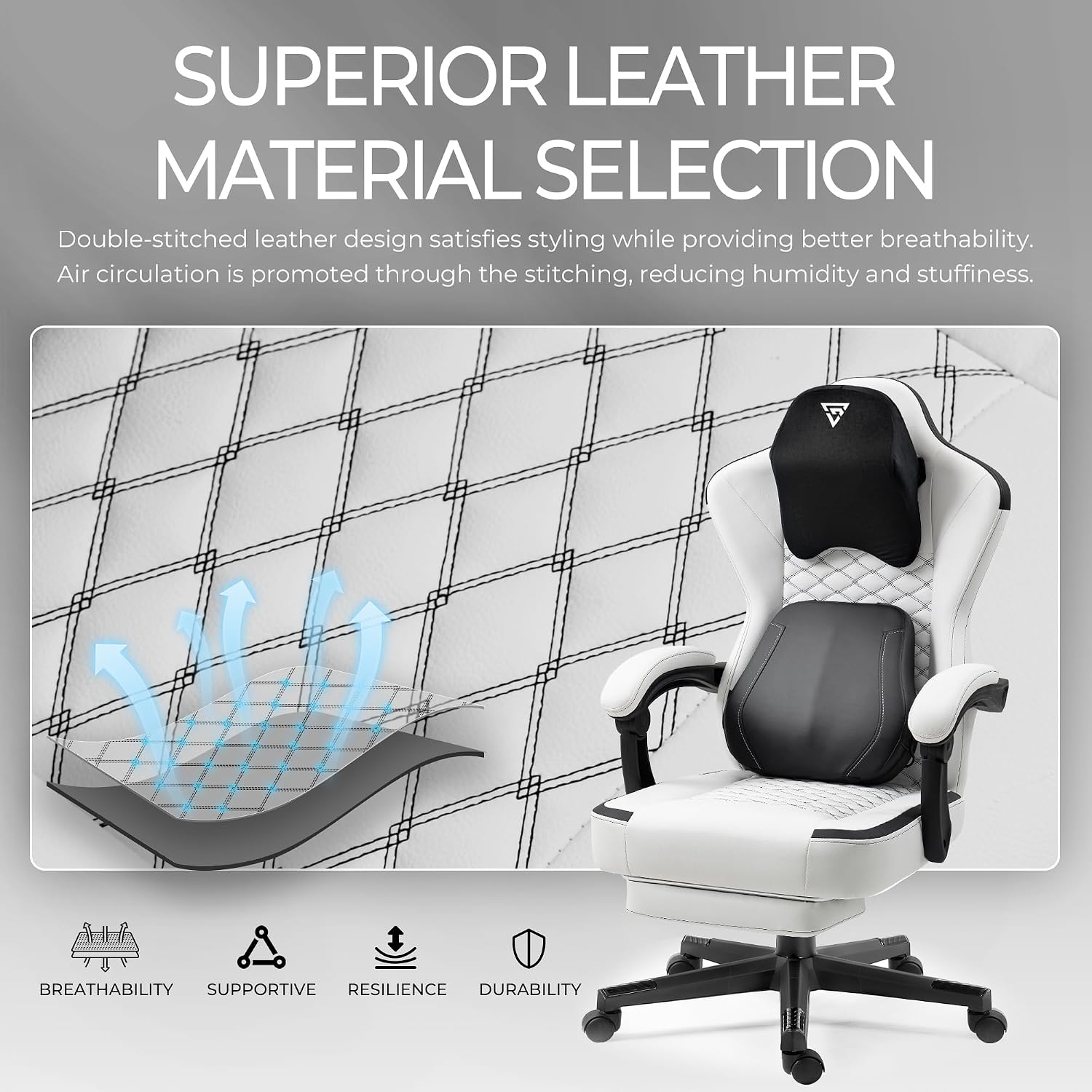 Vigosit Gaming Chair with Heated Massage Lumbar Support, Ergonomic Gaming Computer Chair with Pocket Spring Cushion and Footrest, Recliner High Back PC Chair for Adult, 330lbs, White