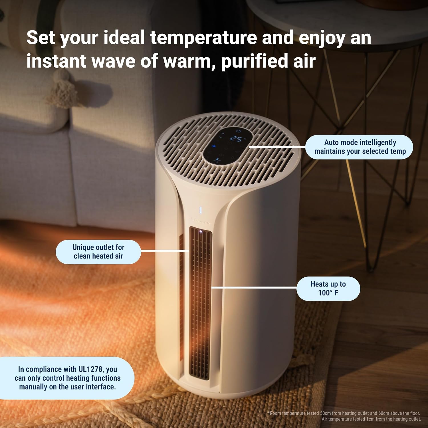 BLUEAIR ComfortPure Most Powerful 3-in-1 Air Purifier: Cooling, Heating, Purifying –HEPASilent Cleaner for Home, Pets, Allergies, Dust, Smoke, Odor – Covers 840 sqft in 60 Minutes – All season comfort