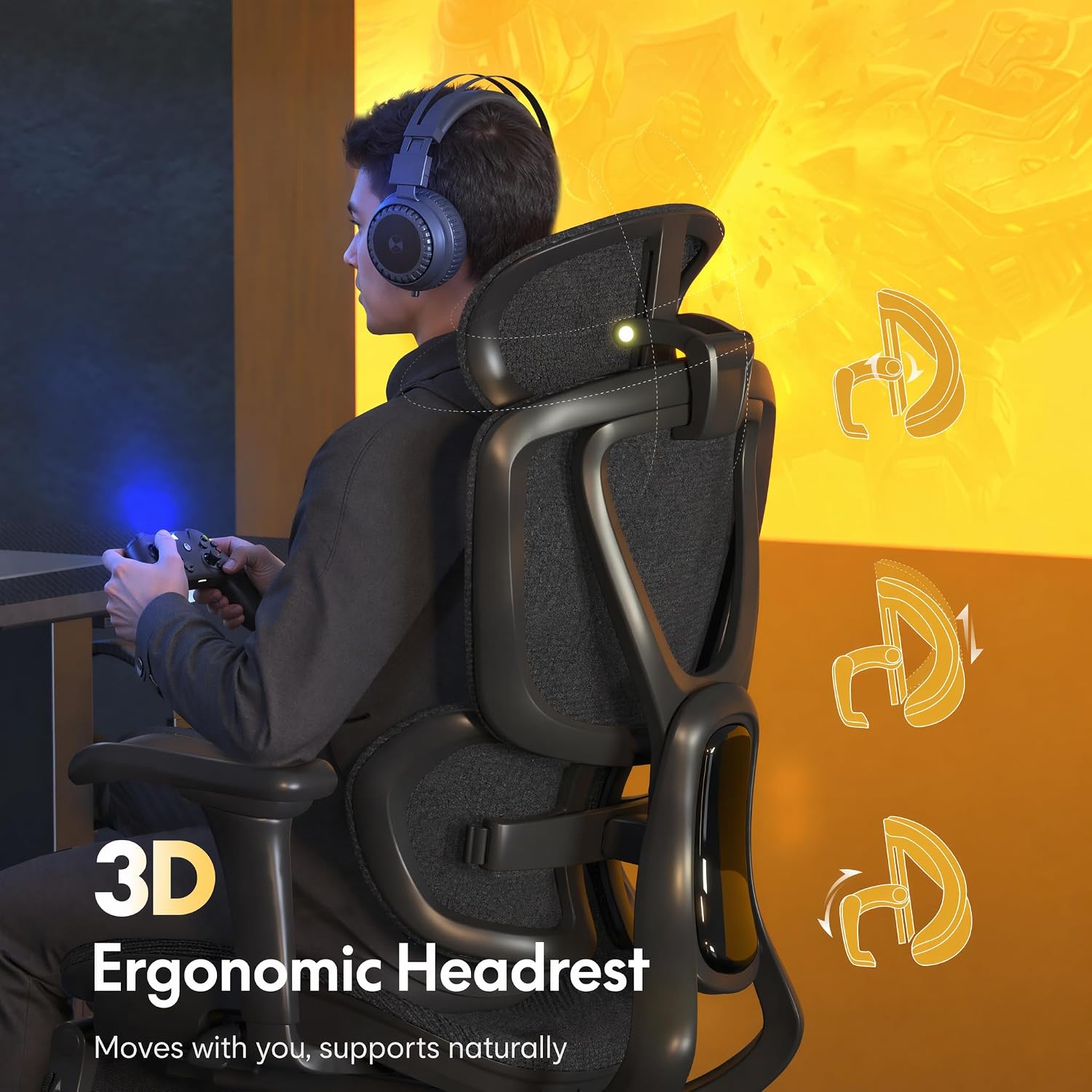 FLEXISPOT Sentinel Ergonomic Gaming Chair with Dual-Wing Adaptive Lumbar, 3D Armrests, 3-Position Recline up to 120°, Height-Adjustable Backrest, Premium Mesh Computer Desk Chair for Home & Office