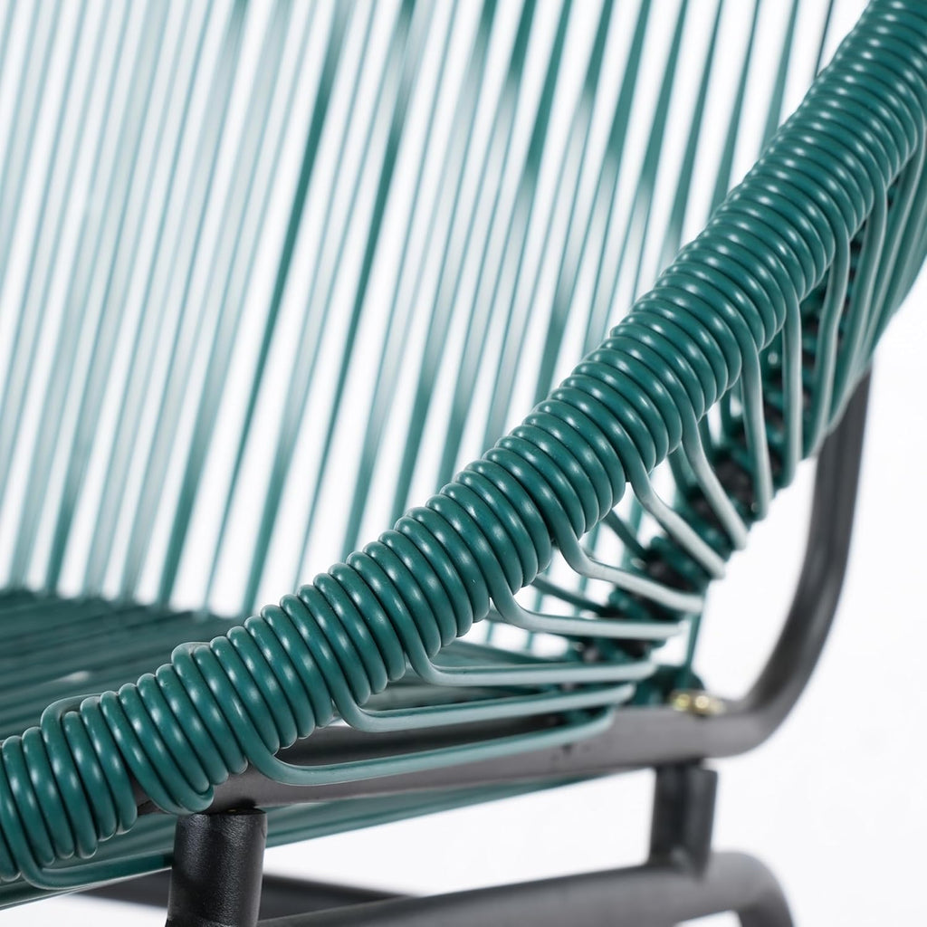 Christopher Knight Home Dessa 3 Piece Patio Furniture Set, Wicker Patio Loveseat Sofa and Accent Chair Set of 2, Metal Double Papasan Chair, Teal