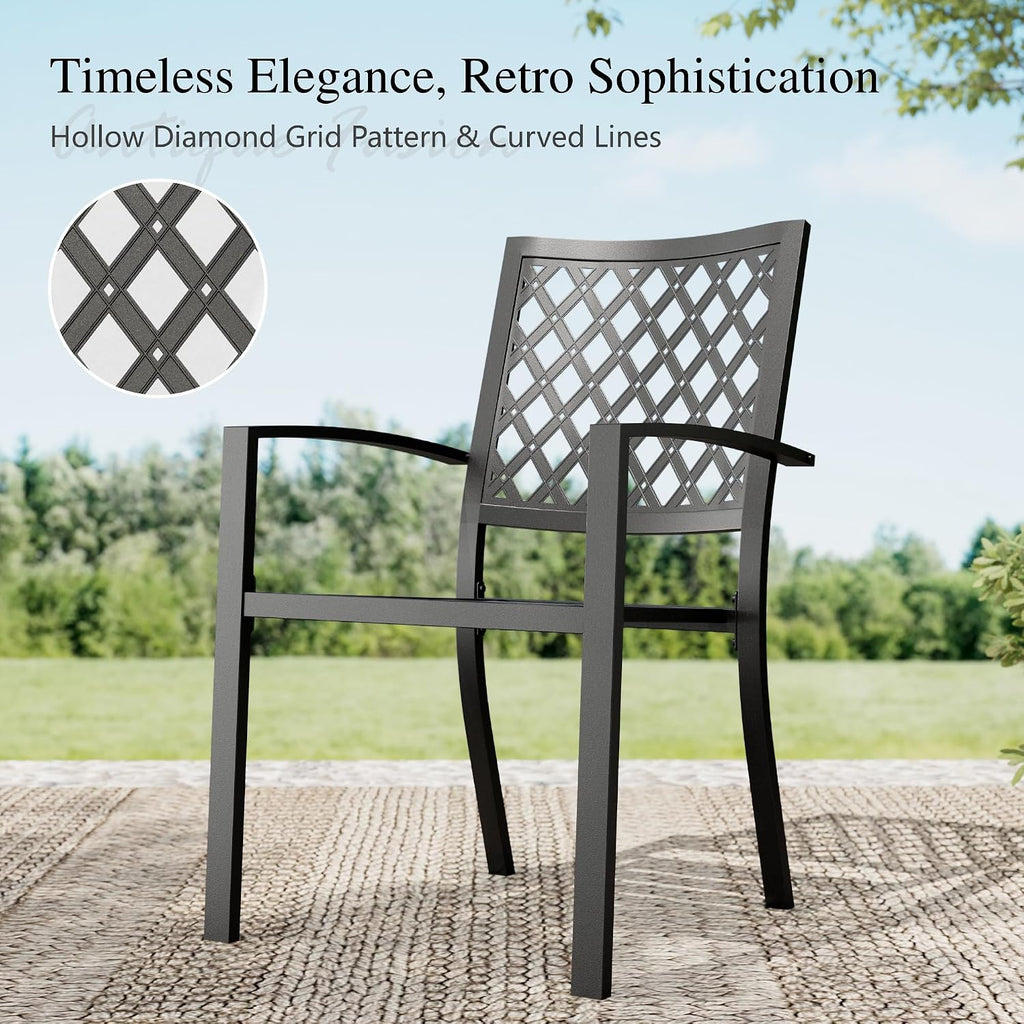 Sophia & William Patio Table and Chairs Set, Outdoor Dining Set for 4, 5 Piece Metal Patio Furniture, 37' Black Square Table(Diamond)