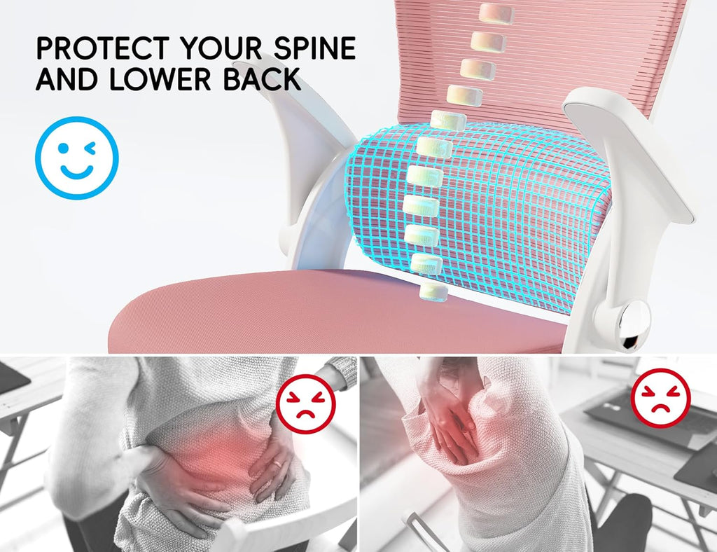 TRALT Office Chair - Ergonomic Office Chair with Back Support, Home Office Desk Chairs, 330lbs Wide Seat Big and Tall Office Chairs with Headrest, Comfy Desk Chairs (Pink)