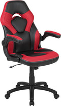 Flash Furniture X10 High-Back LeatherSoft Racing Style Gaming Chair with Flip-Up Arms, Ergonomic Padded Swivel Computer Chair, Red/Black
