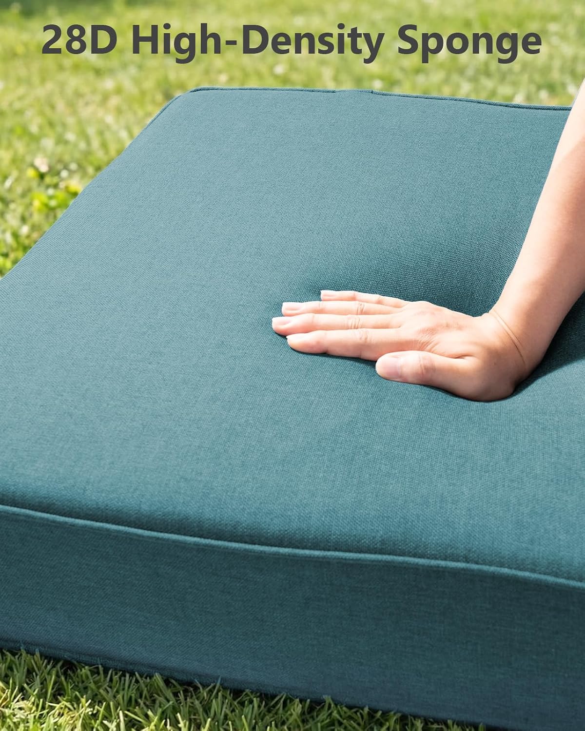 6' Thick Outdoor Cushion, 24*24*6' Patio Furniture Cushions with Waterproof Patio Furniture Cushions with Removable Cover, 28D High Density Patio Cushion for Outdoor Furniture, Green-4pcs