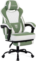 Vonesse Gaming Chair, Reclining Fabric Gaming Chairs for Adults 250LBS, Office Chair with Pocket Spring Cushion, Computer Chair with Footrest and Massage Lumbar Support (Green)