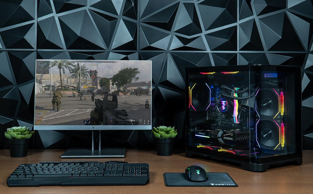 ViprTech Reaper 2.5 Liquid-Cooled PC - AMD Ryzen 7 8700F (5.0Ghz Turbo), AMD RX 9060 XT 16GB, 16GB DDR5 RAM, 1TB NVMe SSD, 800W Gold PSU, VR-Ready, WiFi BT, Win 11, Gaming Desktop Computer, Black