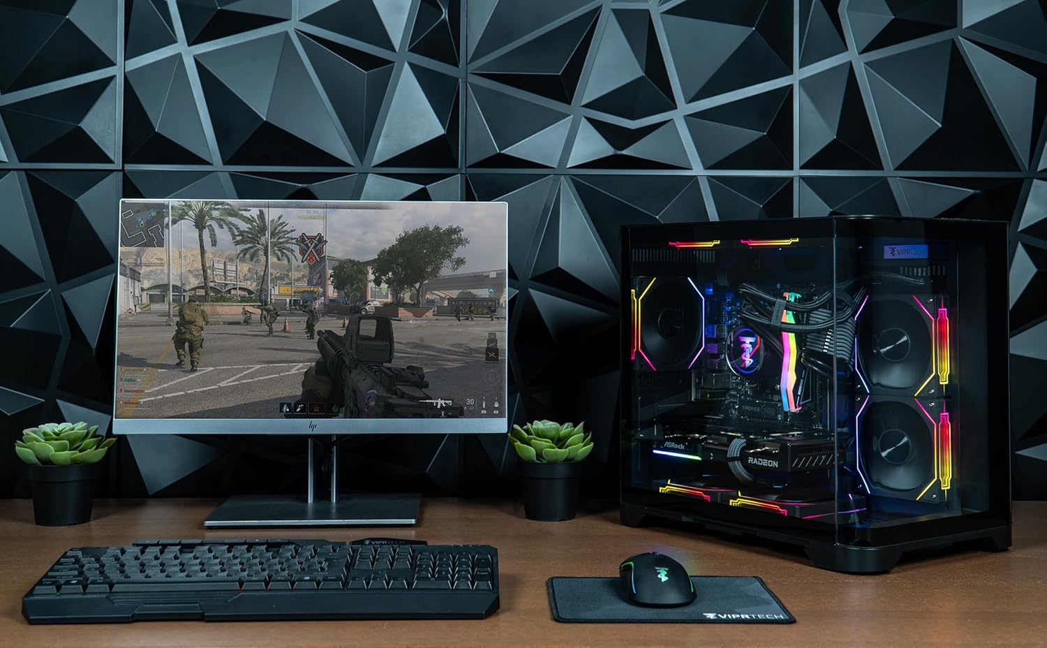 ViprTech Reaper 2.5 Liquid-Cooled PC - AMD Ryzen 7 8700F (5.0Ghz Turbo), AMD RX 9060 XT 16GB, 16GB DDR5 RAM, 1TB NVMe SSD, 800W Gold PSU, VR-Ready, WiFi BT, Win 11, Gaming Desktop Computer, Black