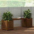 Furinno TIOMAN Planter Box with Bench, Hardwood Flower Box with Seat, Cube Garden Box, in Teak Oil, Outdoor Indoor, Garden, Patio, Balcony, Light Wood