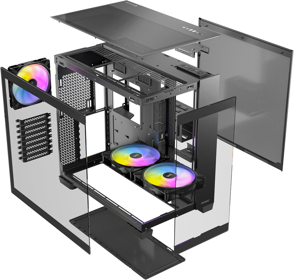 Antec C8 ARGB, 2X TQR 160mm & 1x TQ 140mm ARGB PWM Fans Included,Dual-Chamber Layout, Type-C, 360mm Radiator Support, Seamless TG Front & Side Panels, RTX 40 Compatible, Full-Tower E-ATX PC Case