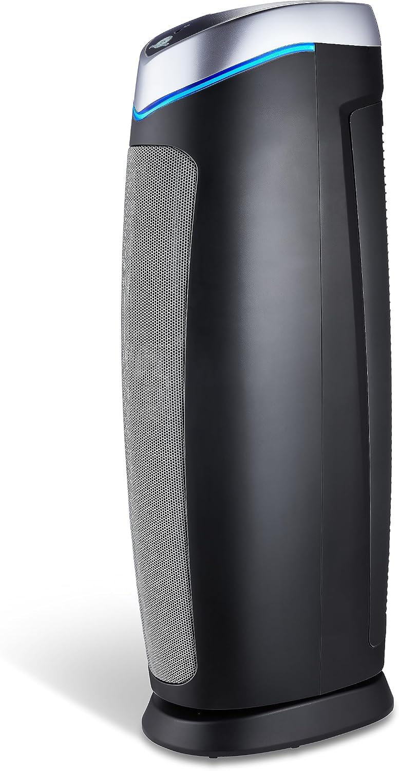 GermGuardian 5-In-1 HEPA Air Purifier for Home, Large Rooms Up To 915 Sq. Ft. with HEPA Pet Air Filter, UV-C Light & Odor Reduction, AC5250PT, 28' Tower, Gray