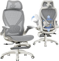 ELABEST X100 Ergonomic Mesh Office Chair with Footrest, Big and Tall Hone Desk Chair with 5D Flip-Up Arms, Adjustable 3D Lumbar Support,Gaming & Executive Computer Chairs (First Light)