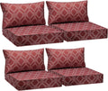 AAAAAcessories Outdoor Seat Cushions for Chairs, Fade-Resistant, Waterproof Patio Furniture Replacement Cushions, 24' x 24' x 5' + 24' x 13.5', Set of 4, Clay Red Vine Trellis