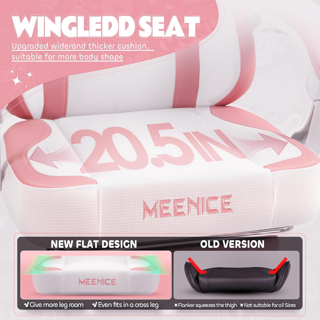 Pink Gaming Chair Cute with Cat Ears Paw Lumbar and Cushion,Ergonomic Computer Chair with Footrest,Reclining PC Game Chair for Girl Computer Chair 300lbs for Adult
