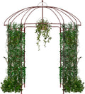 HAPPYGRILL Birdcage Shape Garden Arbor, 7 x 8.4 ft Heavy Duty Metal Garden Gazebo Pergola with Trellis, Garden Arch Trellis for for Climbing Plants Wedding Party Decor Outdoor Arch Pavilion for Lawn