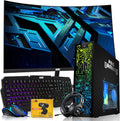 HP Carbon Black Desktop Computer PC–Intel Core i5,16GB ARGB RAM,512GB SSD,GT-1030 Graphic Card,27 Inch Curved Monitor,RGB KBM with AI Copilot Key,RGB Headphone,Webcam,Windows 11 (Renewed)