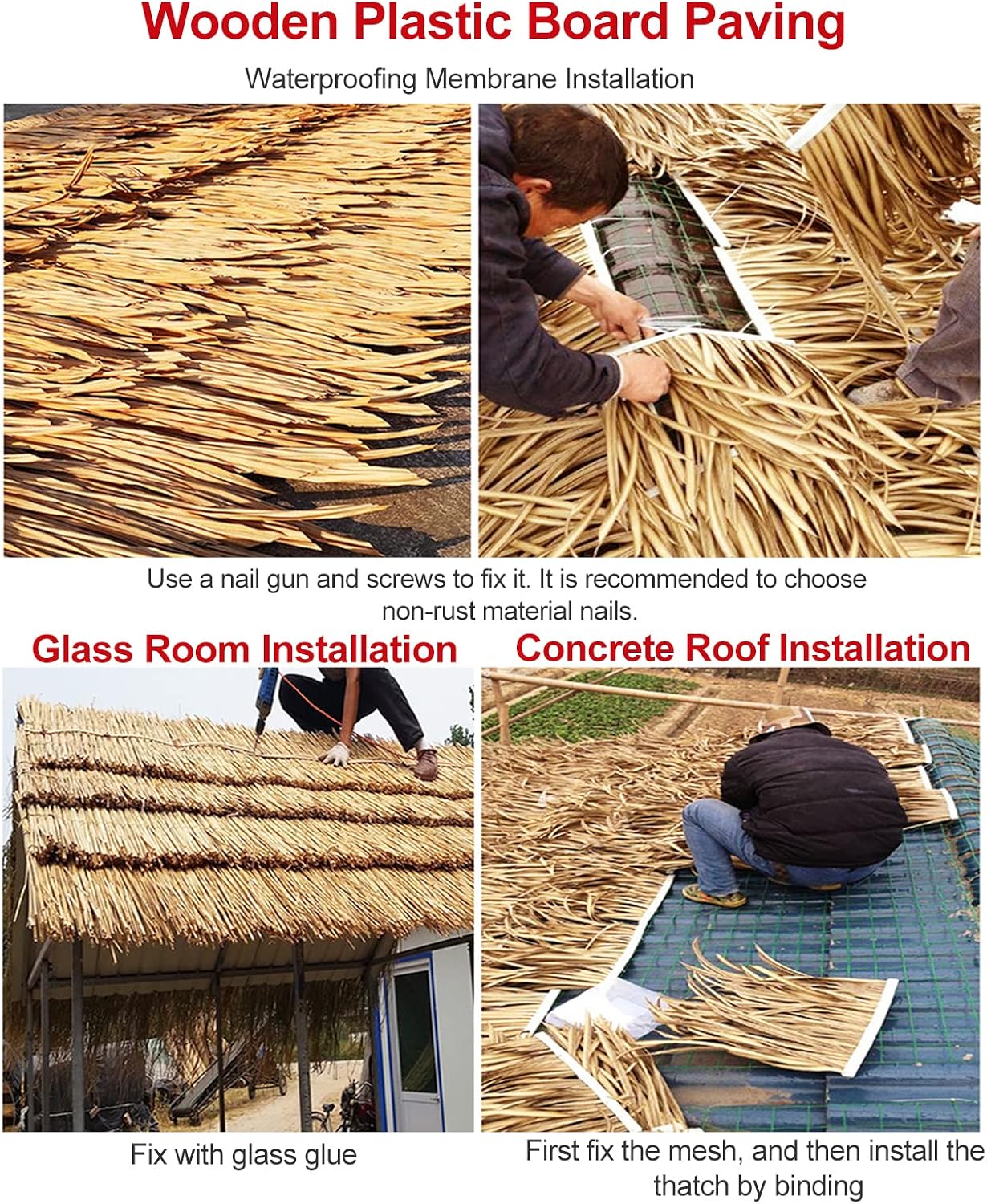 19.6″x32.8′ Mexican Palm Thatch Runner Roll Simulation Thatch Tile Plastic PE Roof Fake Straw Fireproof for Tiki Bar Garden Wooden House Pavilion Roof Decoration(Size:10m/32.8ft,Color:Straw Primary)