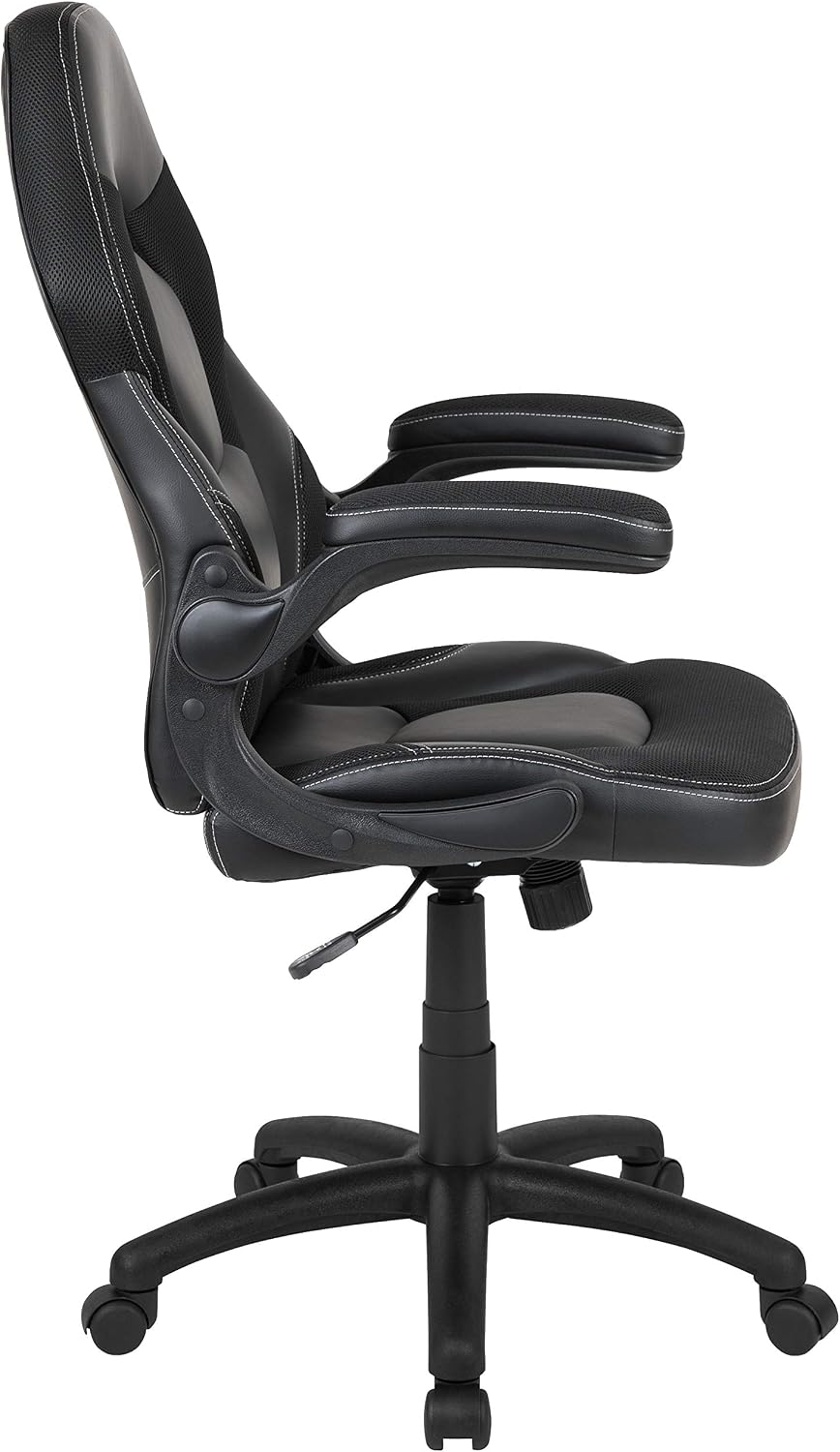 Flash Furniture X10 High-Back LeatherSoft Racing Style Gaming Chair with Flip-Up Arms, Ergonomic Padded Swivel Computer Chair, Black