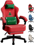 GTPLAYER Gaming Chair for Adults, Ergonomic Video Game Chairs, Footrest & Linkage Armrest, Reclining High Back Silla Gamer with Wider Seat for Home Office, Ace Pro, Christmas(Velvet)