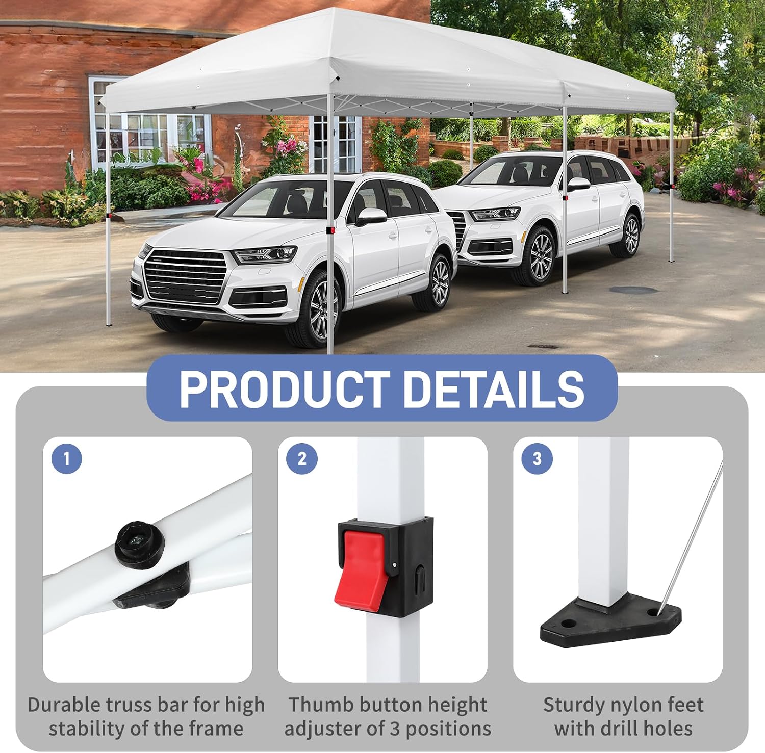 VINGLI 10x20 Pop Up Canopy with Sidewalls Carry Bag Easy Up Canopy Tent with Nettings, Screened in Gazebo for Camping Screened Canopy (White, 10x20)