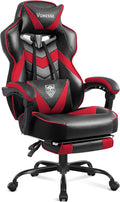 Vonesse Gaming Chair, High Back Gaming Chair with Footrest and Massage, Gaming Chairs for Adults with Pocket Spring Cushion, Big and Tall Reclining Computer Chair with Lumbar Support (Red/Black)