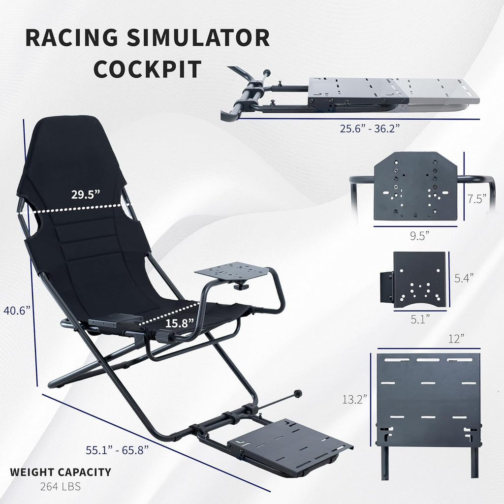 VIVO Foldable Racing Simulator Chair with Wheel Stand, Gear Mount, Cockpit and Frame Only, Fits Logitech, Thrustmaster, Fanatec, Compatible with Xbox One, PlayStation, PC Video Game, STAND-RACE2F