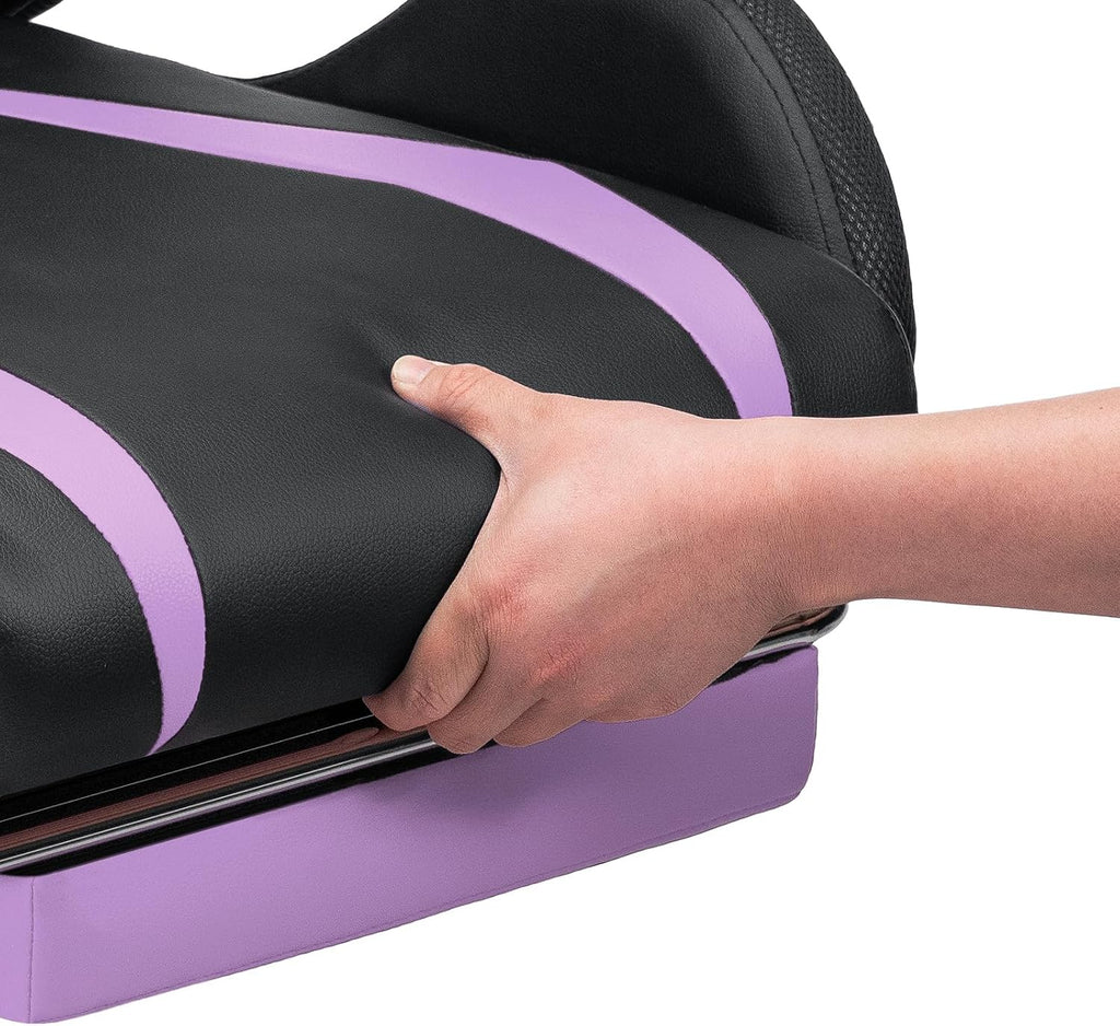 HOFFREE RGB Gaming Chair with Speakers and Massage Ergonomic Computer Chair with Lights and Footrest Reclining Video Game Chairs for Adults Purple and Black