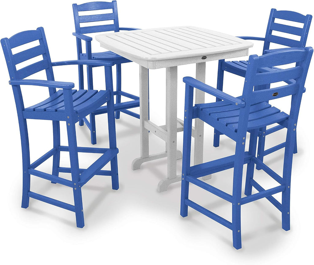 POLYWOOD® La Casa Café Bar Set, Pacific Blue/White