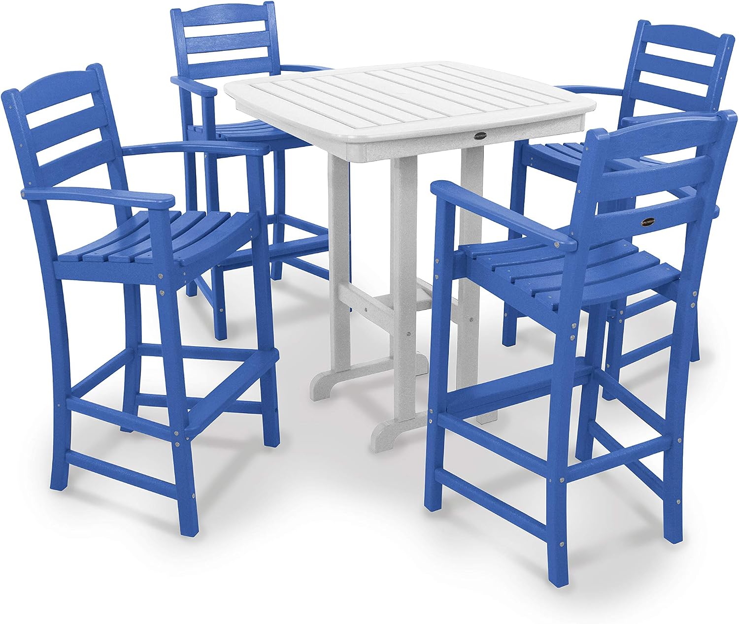 POLYWOOD® La Casa Café Bar Set, Pacific Blue/White