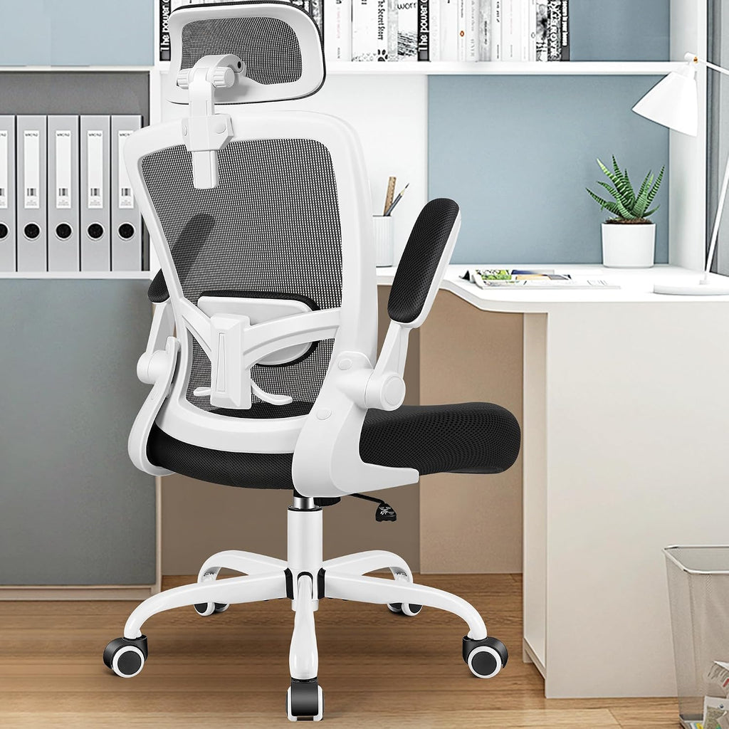 FelixKing Office Chair, Desk Chair with Adjustable Lumbar Support, Ergonomic Computer Chair with High Back and Armrest, Adjustable Height Gaming Chair Home Office Swivel Chair(White)