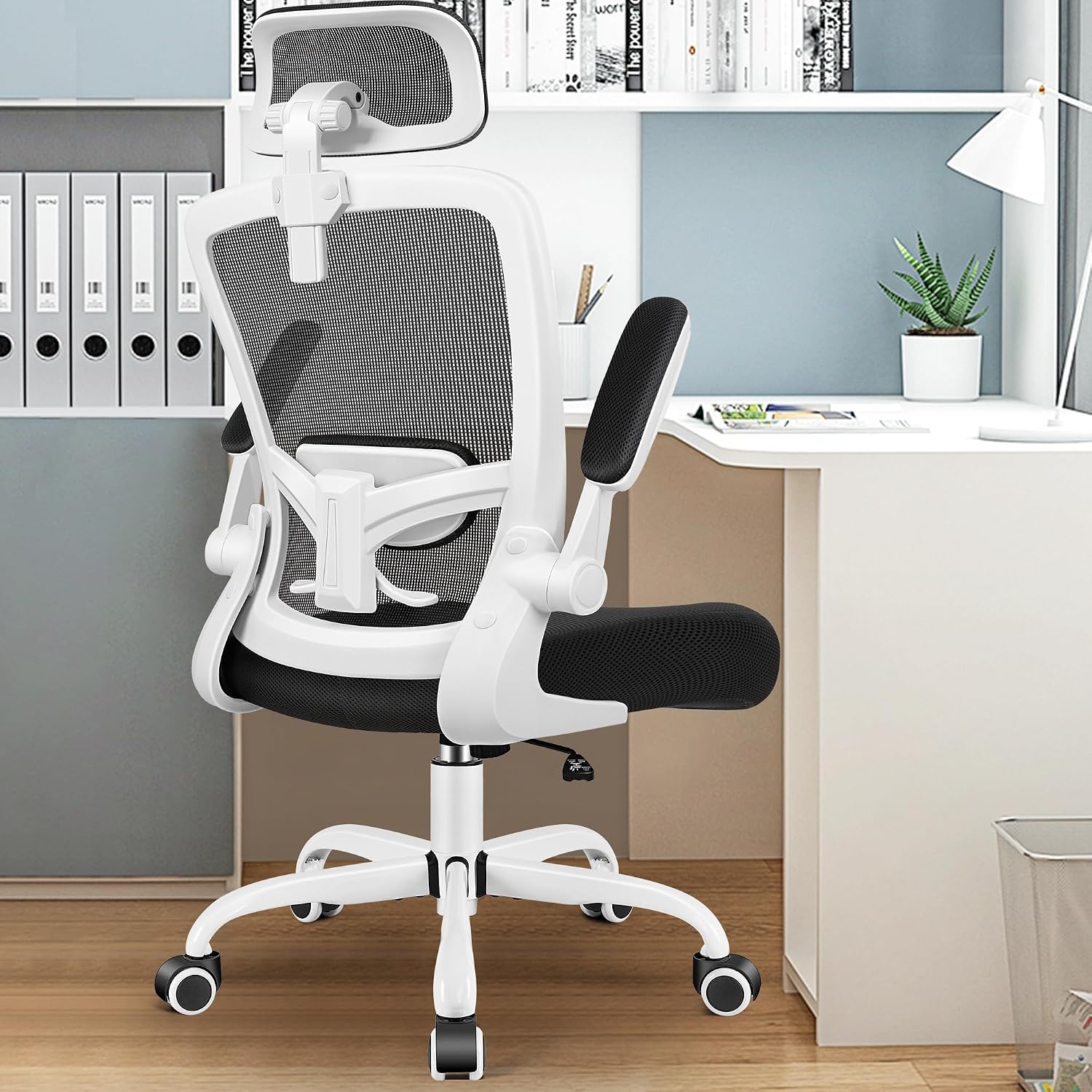 FelixKing Office Chair, Desk Chair with Adjustable Lumbar Support, Ergonomic Computer Chair with High Back and Armrest, Adjustable Height Gaming Chair Home Office Swivel Chair(White)