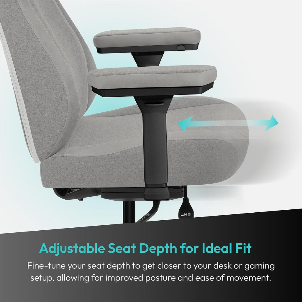 ThunderX3 CORE Smart LOFT Gaming Chair Light Grey – Ergonomic Office Chair, Automatic Lumbar Support, Synchronised Mechanism, 3D Armrests, Fabric Cover, for Users up to 125kg, 155-190cm