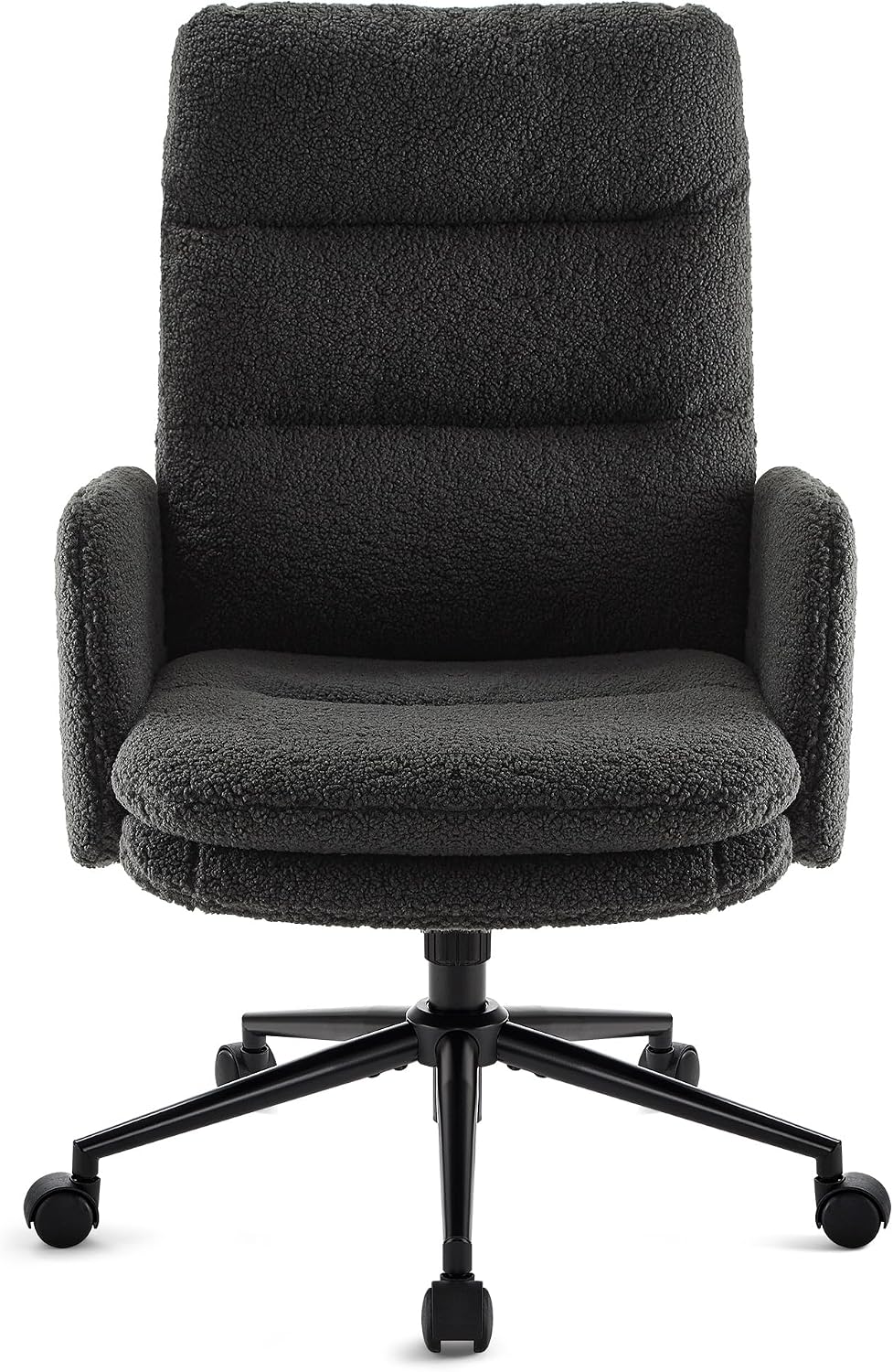 IWMH Swivel Office Desk Chair, High-Back Armchair with Wheels, Height Adjustable Home Office Chair with Armrests,Upholstered Computer Task Chair, Leisure Armchair Cashmere (Dark Grey)