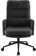 IWMH Swivel Office Desk Chair, High-Back Armchair with Wheels, Height Adjustable Home Office Chair with Armrests,Upholstered Computer Task Chair, Leisure Armchair Cashmere (Dark Grey)
