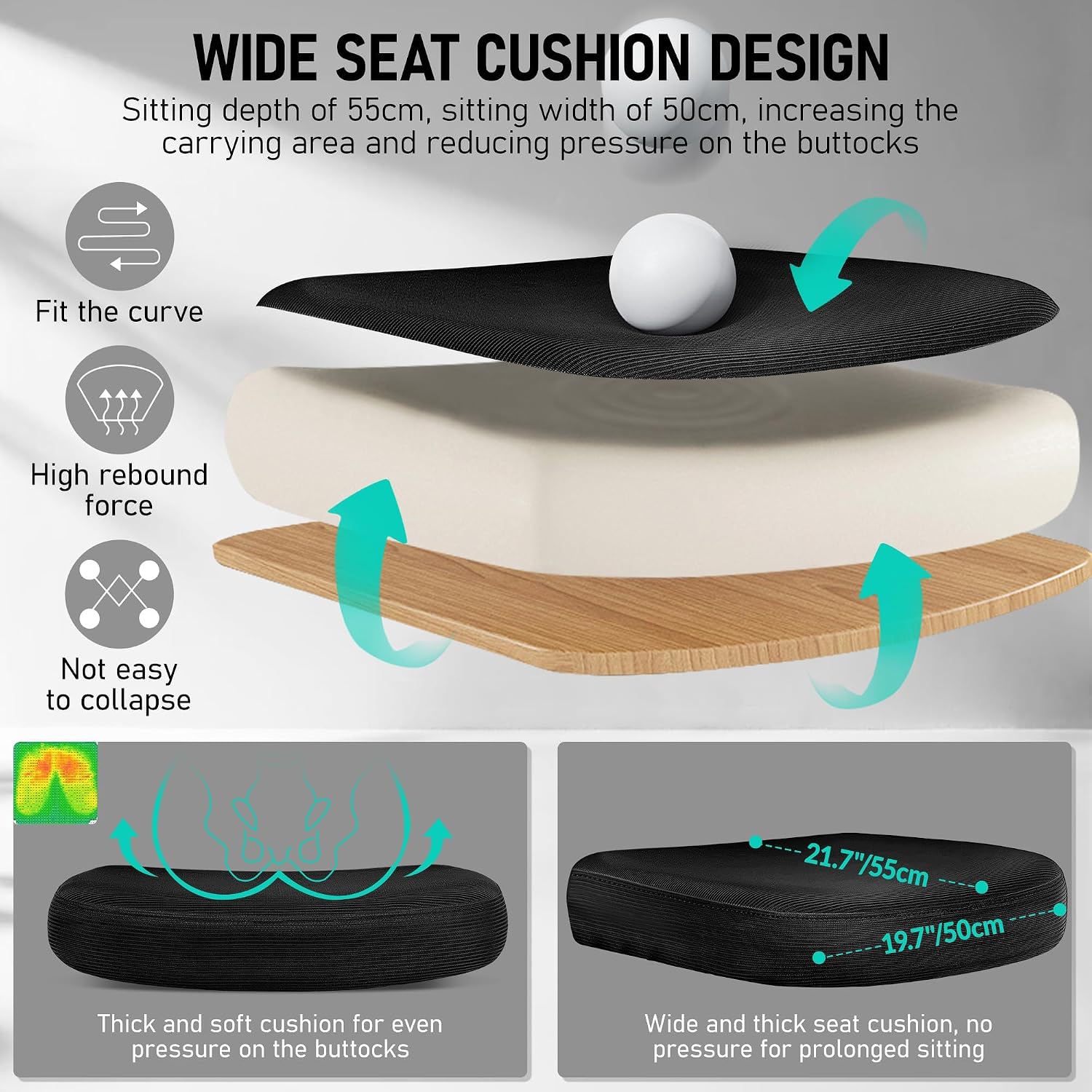 BESTFAIR High Back Ergonomic Office Chair, Breathable Mesh Desk Chair with Lumbar Support, Adjustable Headrest, Flip-up Armrests, Computer Gaming Chair