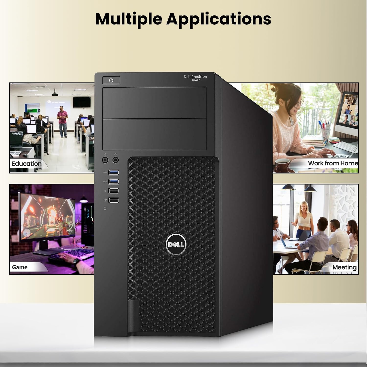 Dell Precision Gaming Desktop PC Tower Computer – Intel Core i5-6500 6th Gen – 16GB RAM – 256GB SSD – 1TB HDD – GeForce GT 1030 – RGB Keyboard & Mouse – Windows 11 Pro (Renewed)