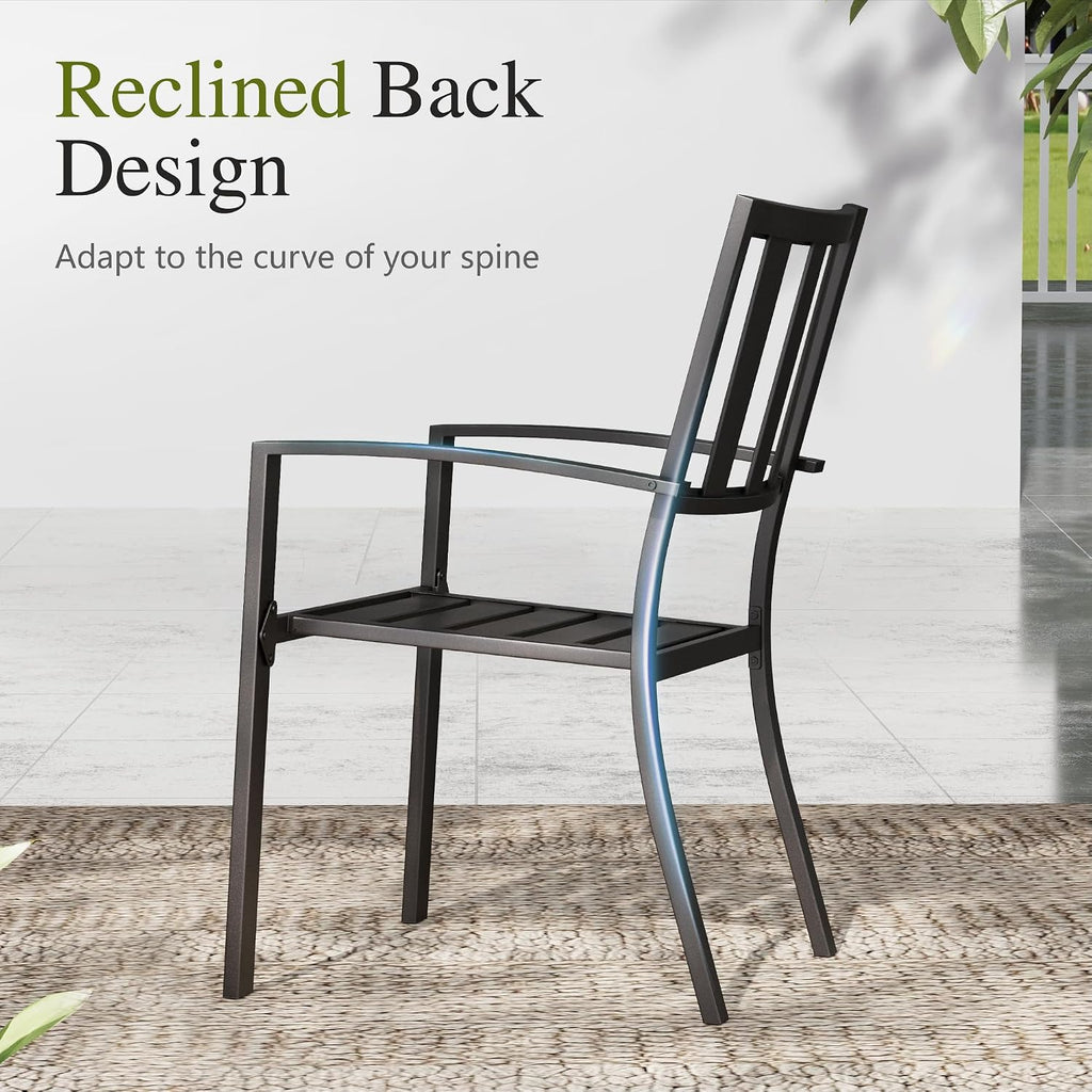 Sophia & William Patio Table and Chairs Set, Outdoor Dining Set for 6, 7 Piece Metal Patio Furniture, 60' Black Rectangular Table(Stripe)