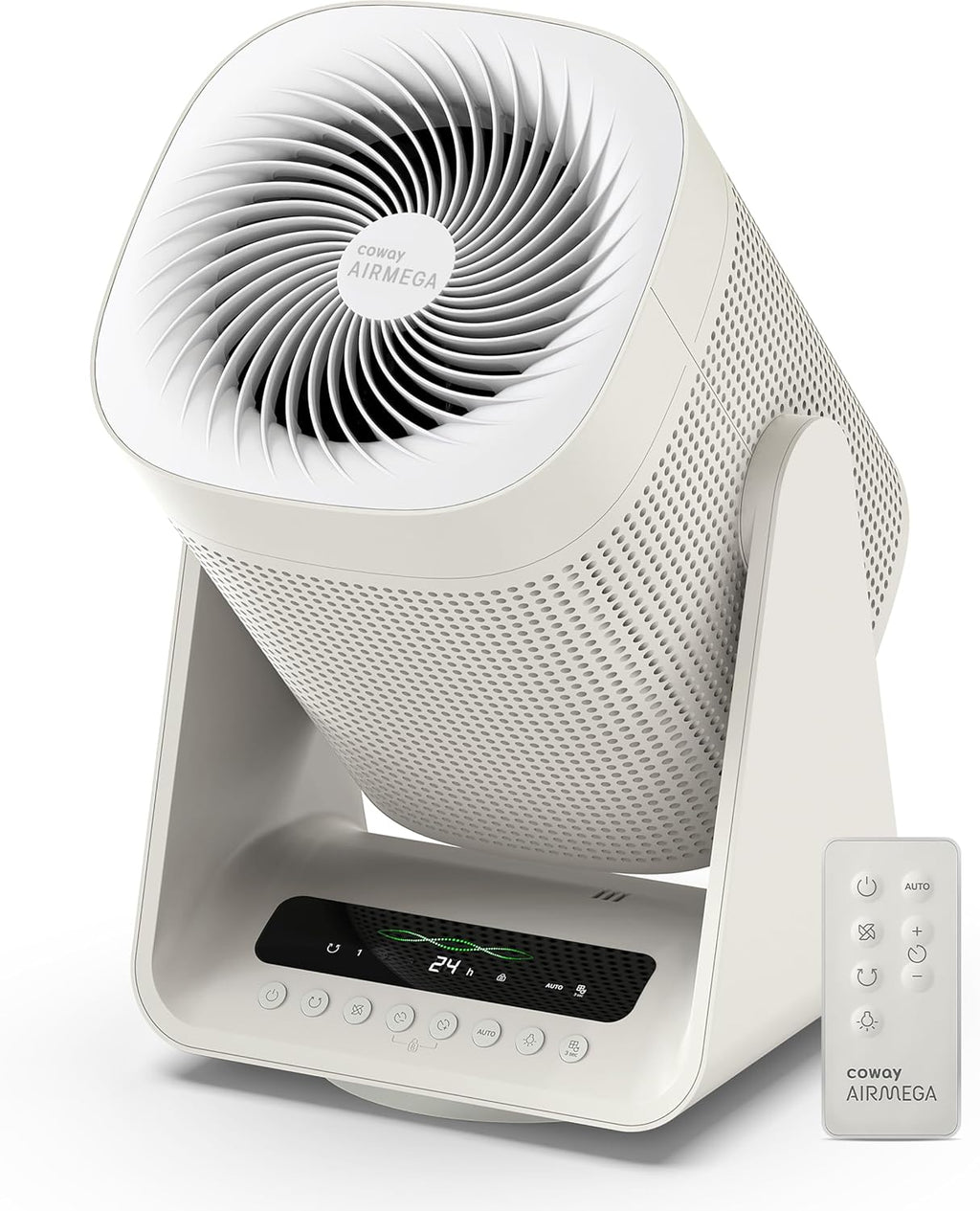 COWAY Air Purifier for Home Bedroom, 2-in-1 with Fan, Particulate Filter for Smoke, Allergies, Dander, Odor, Air Quality Monitor, Auto Mode, Remote Control, Timer, 3-Year Warranty, Aim, Marshmallow
