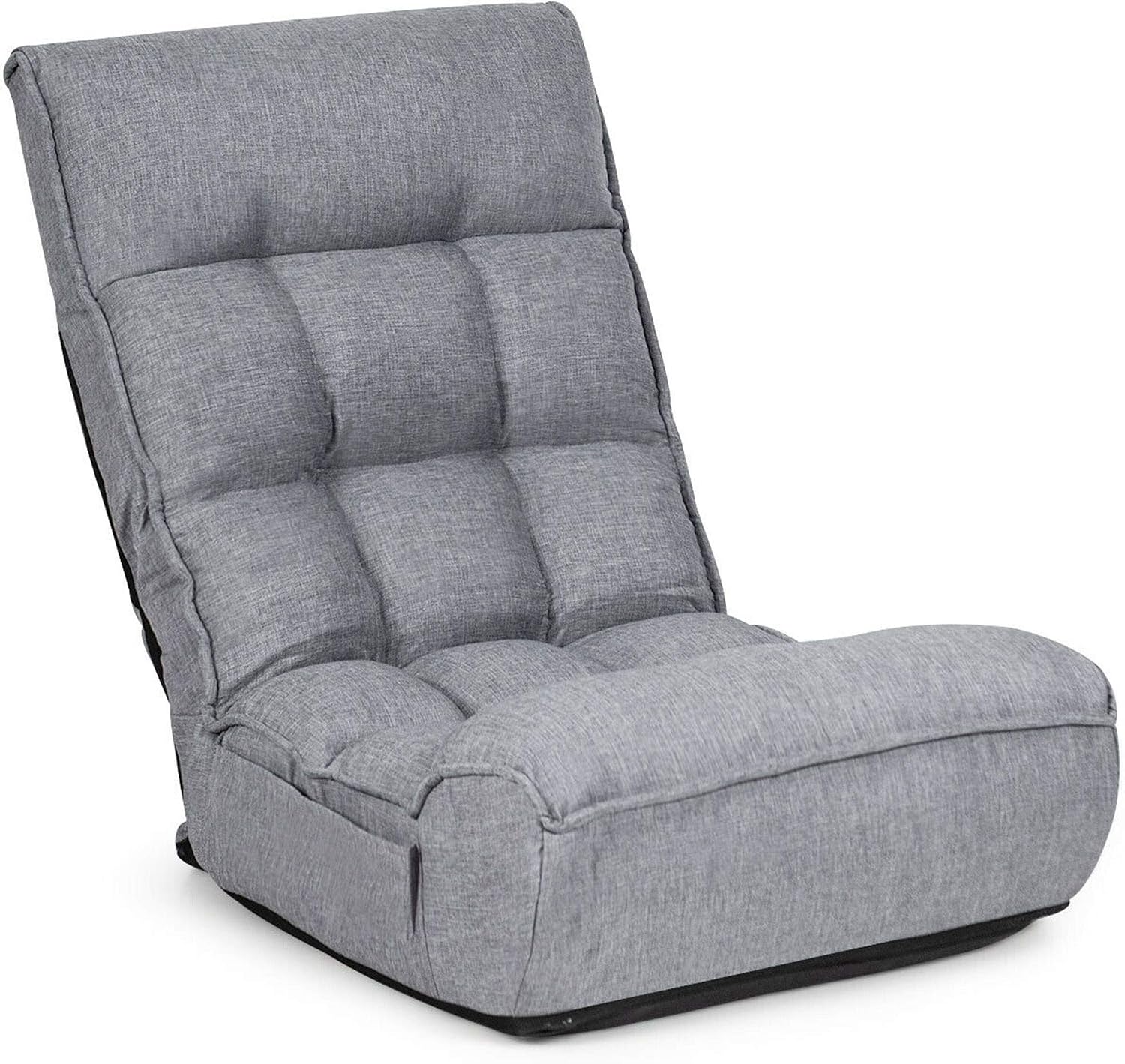 DORTALA Foldable Floor Chair for Adults, Memory Foam Floor Gaming Banana Chair w/ 5-Position Adjustable Head and Back Support for Bedroom, Living Room, Gaming Room, Grey
