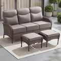 Outdoor Patio Sofa Set (3pcs) with High-Back Design—Thickened Cushions, Sofa Footstool, Patio Set, All-Weather Wicker Patio Furniture Set, Suitable for Balconies and Patios, Available in Brown/Gery