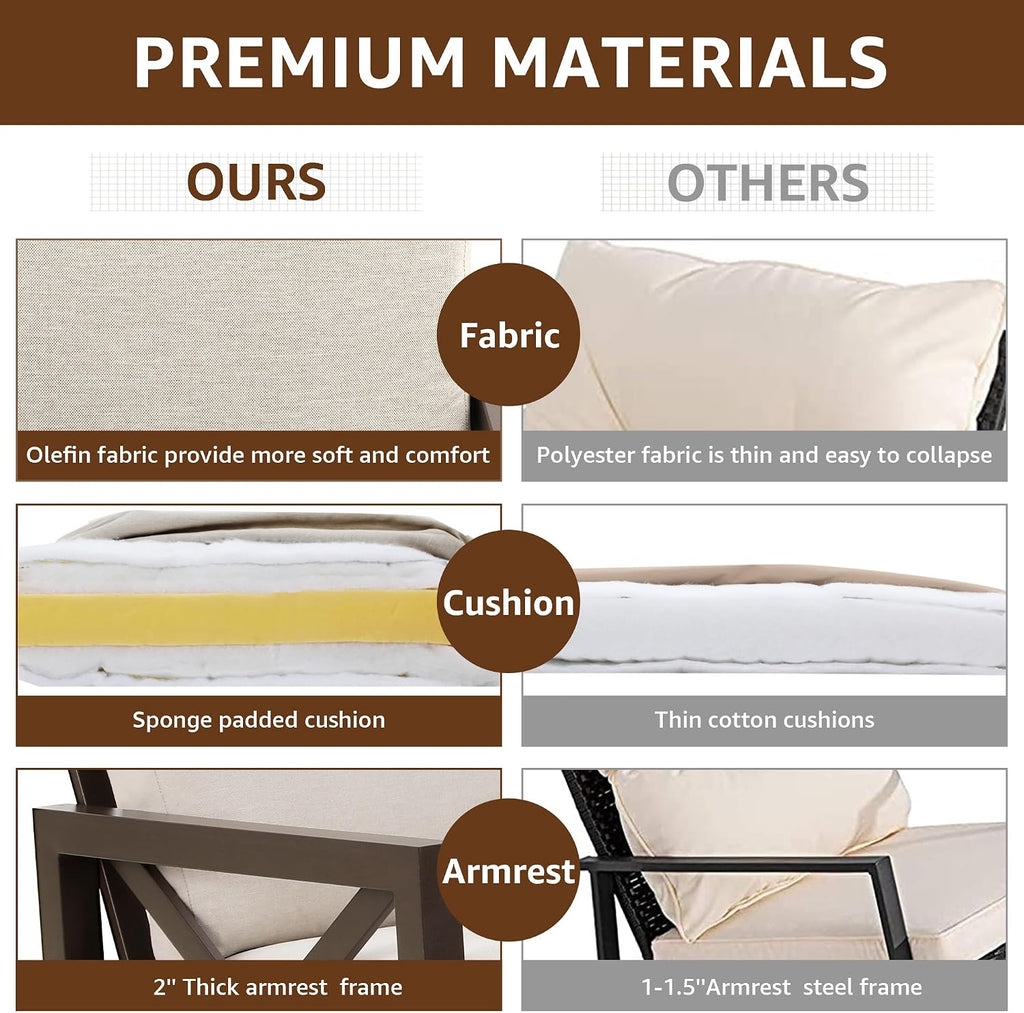 NATURAL EXPRESSIONS 6 Pieces Patio Furniture Sets, Metal Outdoor Sectional Furniture L Shape Patio Conversation Sets,Highback Frame,Metal Table,Large Waterproof Cover, 6.5' Olefin Cushions